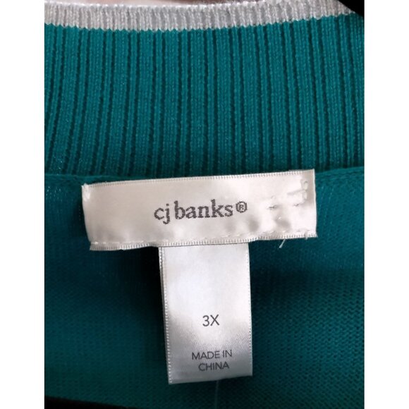 Christopher & Banks Plus Size 3X Teal Cardigan With Gray Trim & Button Detail - Picture 8 of 9